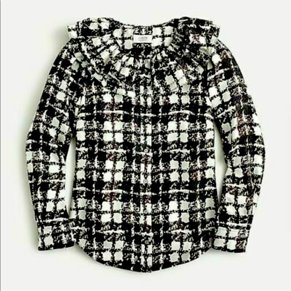J. Crew collection silk twill ruffle collar shirt